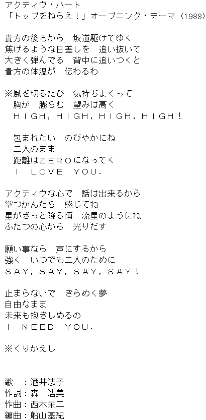 Active Heart lyrics in Japanese
